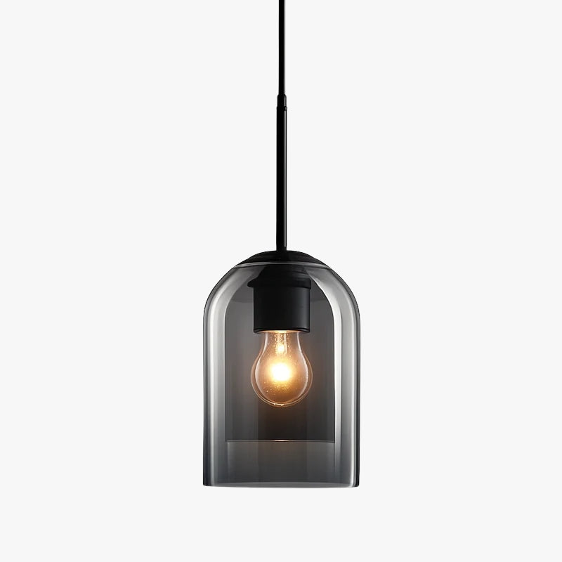 Mirevalo | Afgeronde Tubulaire Dubbele Gebrande Glazen Moderne Hanglamp