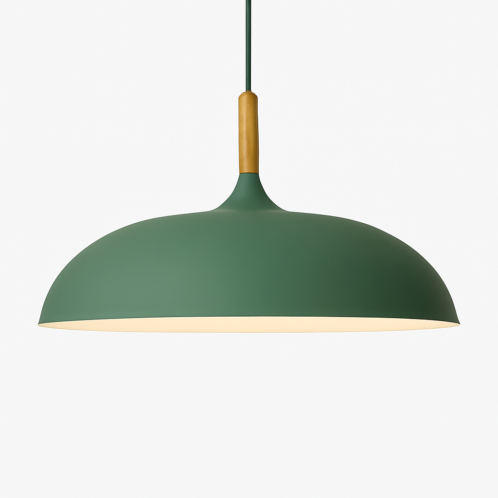 Verdyne | Moderne aluminium hanglamp met houten steel