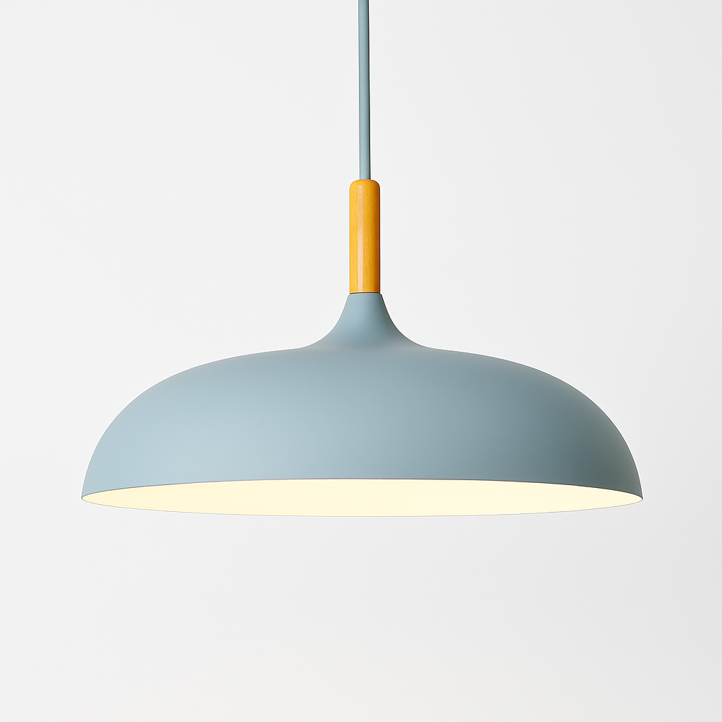 Verdyne | Moderne aluminium hanglamp met houten steel