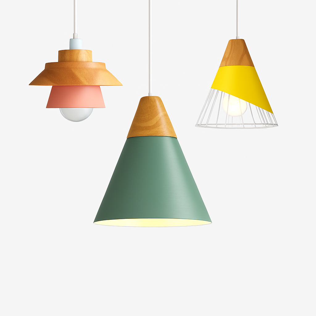 Virelo | Moderne Noordse metalen en houten hanglamp