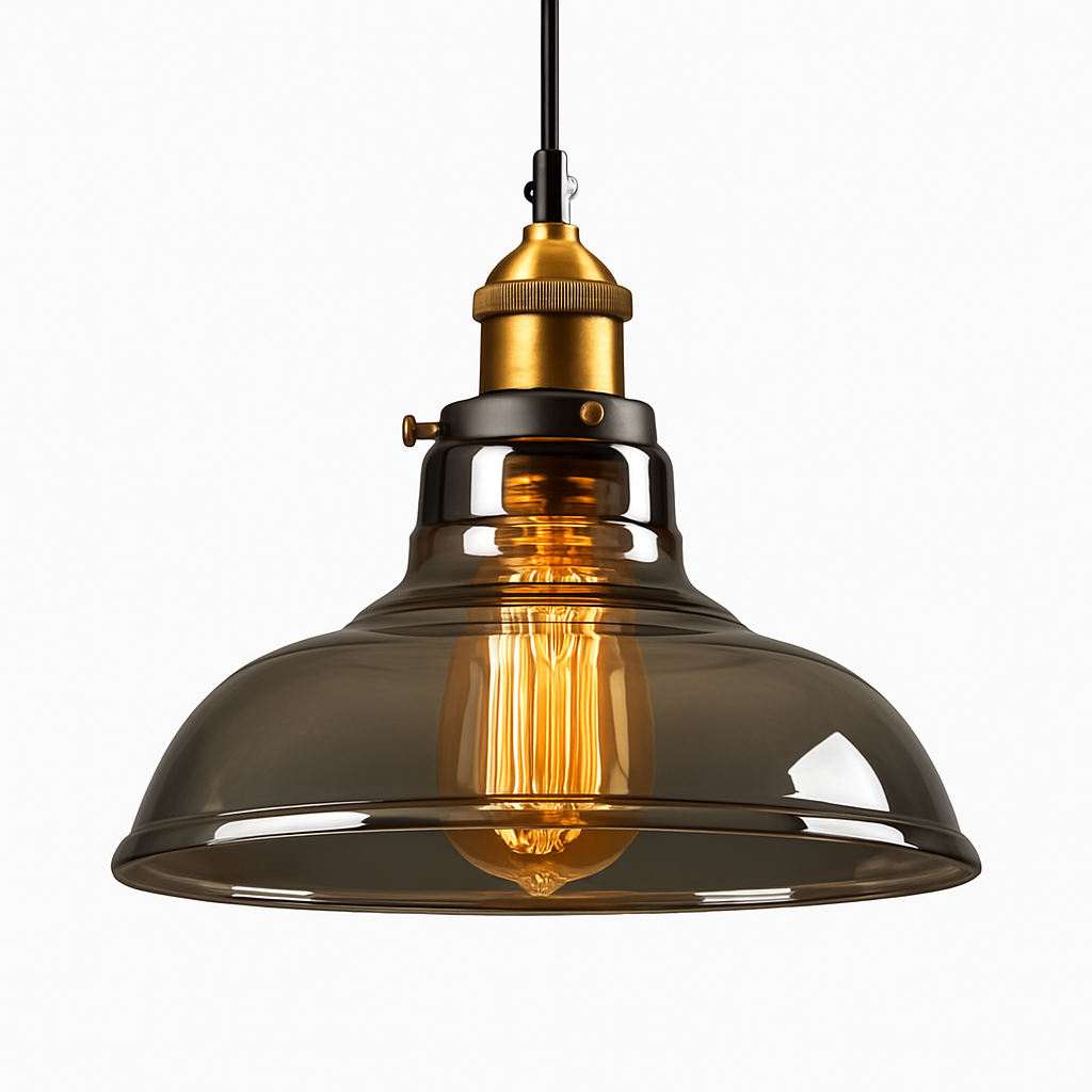 Velryth | Vintage Getint Glazen Hanglamp Met Gebogen Silhouet