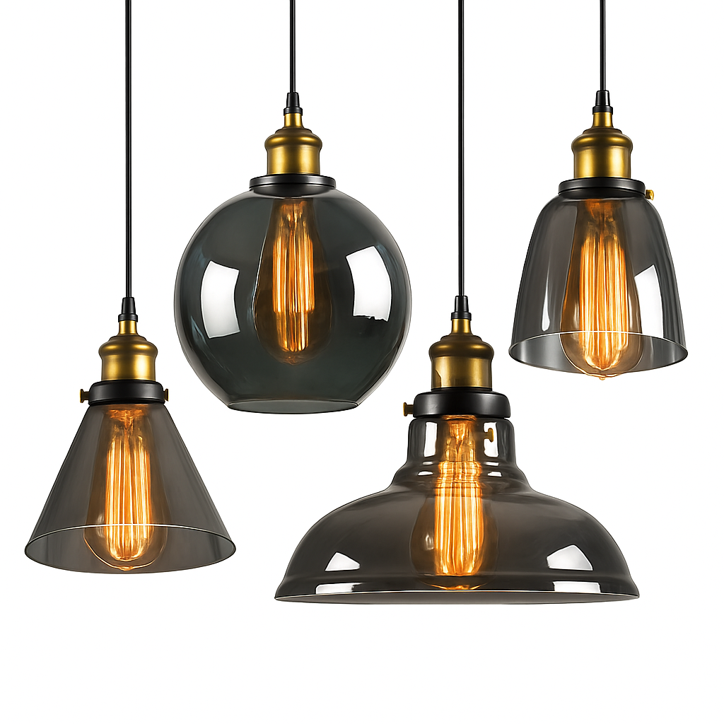 Velryth | Vintage Getint Glazen Hanglamp Met Gebogen Silhouet