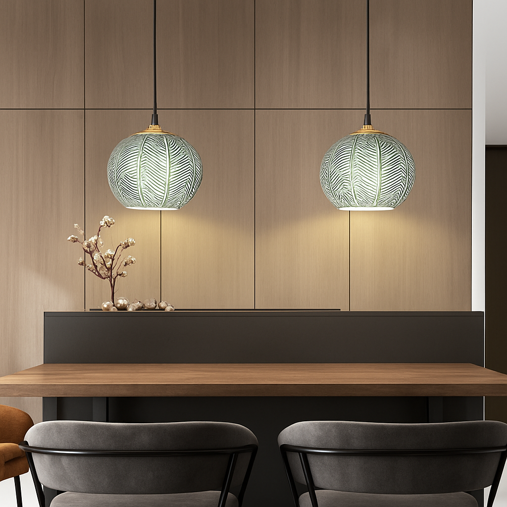 Nexalys| Sierlijke Bladeren Patroon Ovaal Glas Hanglamp