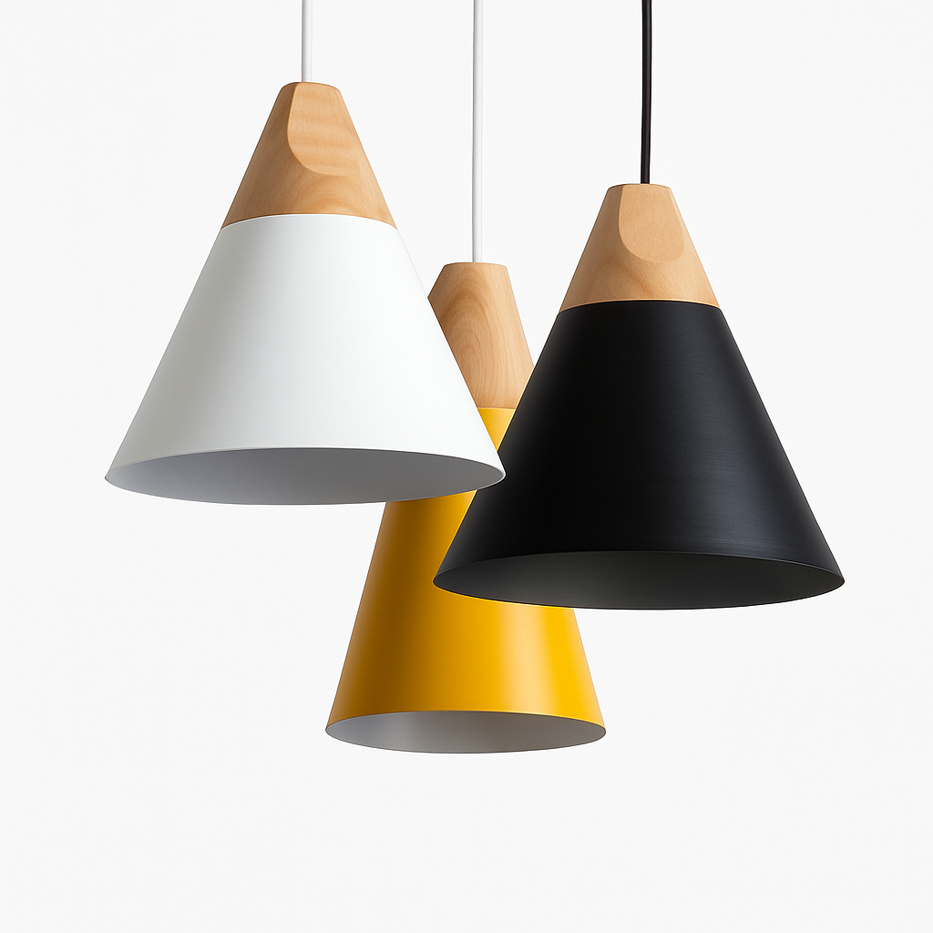 Zerivox | Moderne Houten en Aluminium Kegel Hanglamp