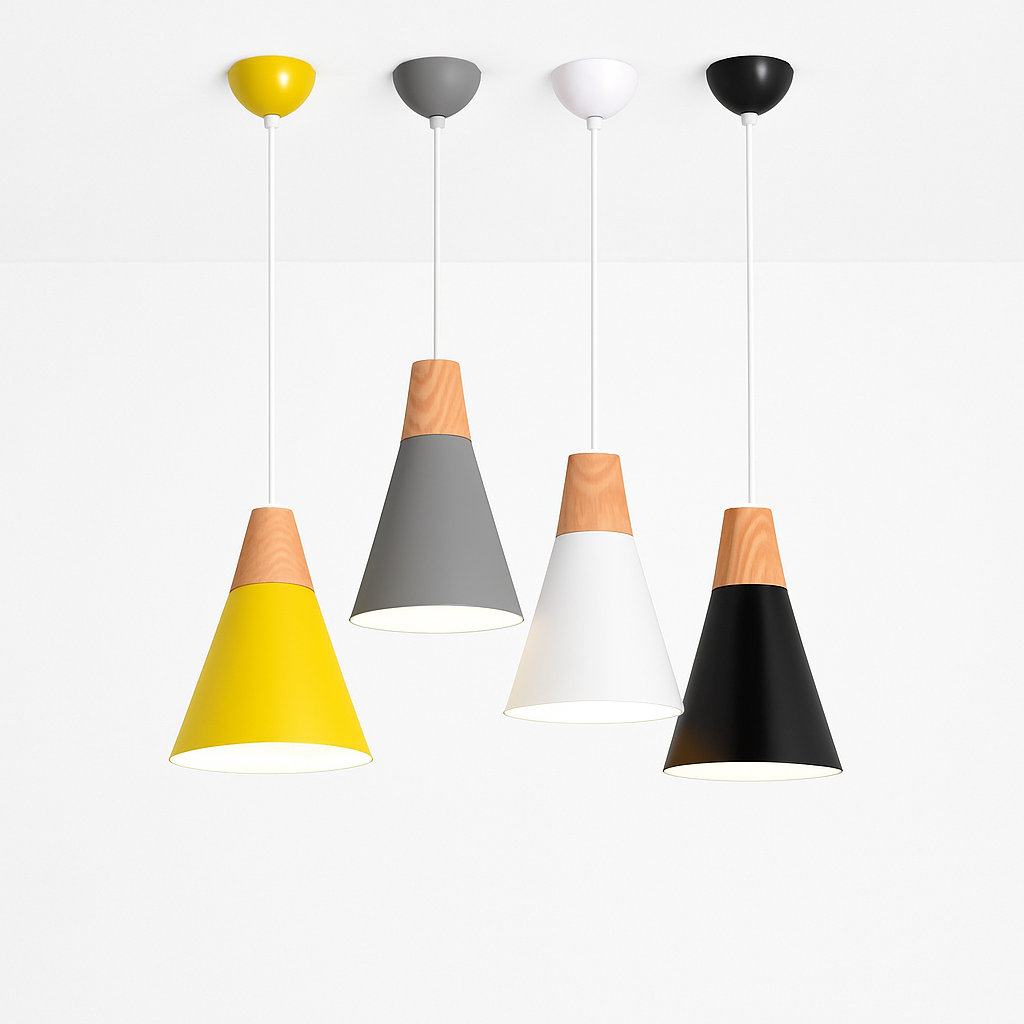 Zerivox | Moderne Houten en Aluminium Kegel Hanglamp