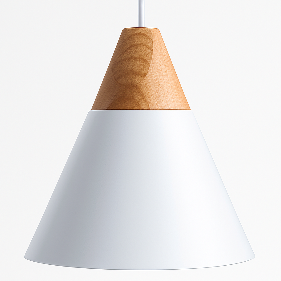 Zerivox | Moderne Houten en Aluminium Kegel Hanglamp