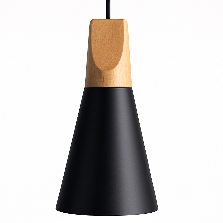 Zerivox | Moderne Houten en Aluminium Kegel Hanglamp
