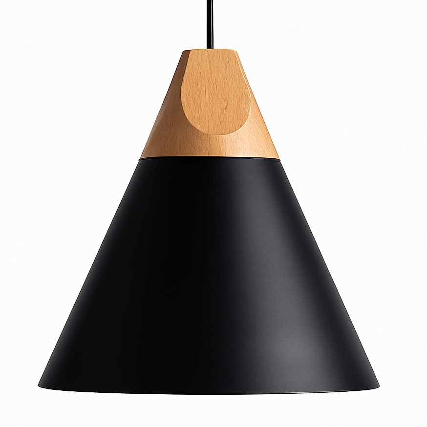 Zerivox | Moderne Houten en Aluminium Kegel Hanglamp