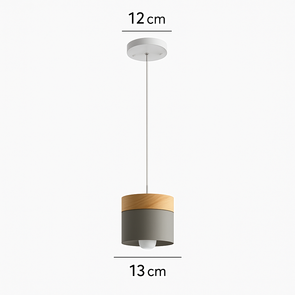 Veldrin | Scandinavische Cilindrische Metalen en Houten Hanglamp