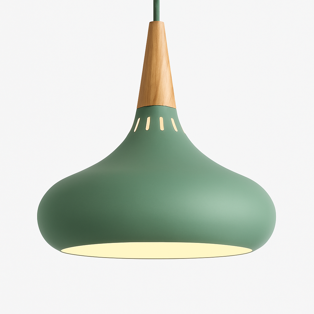 Vireallo| Moderne Houten Steel Metalen Koepel Loft Hanglamp