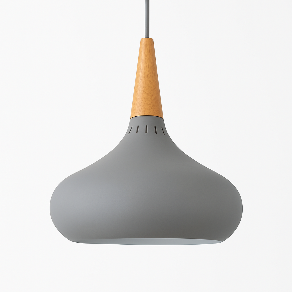 Vireallo| Moderne Houten Steel Metalen Koepel Loft Hanglamp