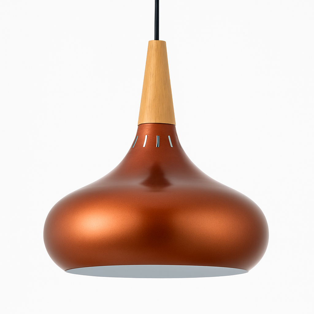 Vireallo| Moderne Houten Steel Metalen Koepel Loft Hanglamp