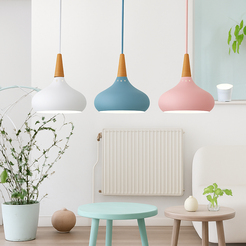 Vireallo| Moderne Houten Steel Metalen Koepel Loft Hanglamp