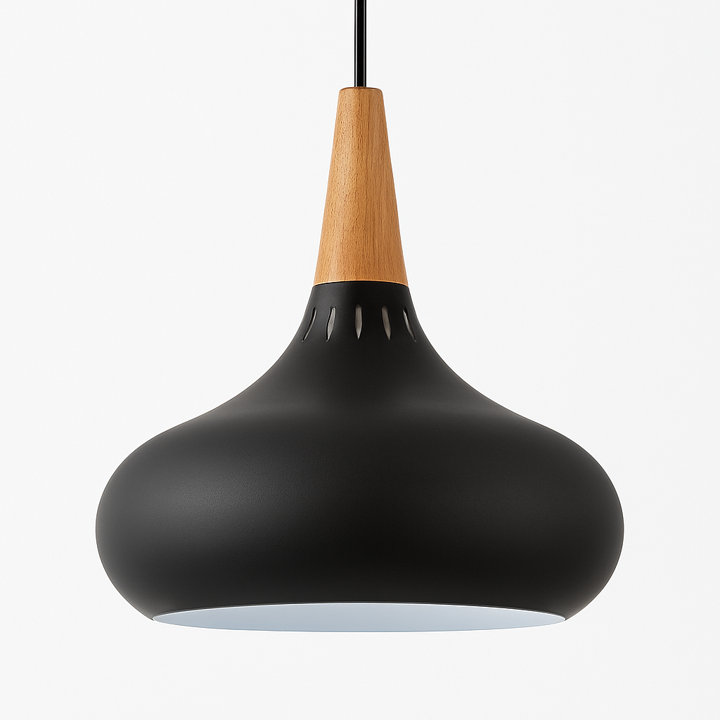 Vireallo| Moderne Houten Steel Metalen Koepel Loft Hanglamp