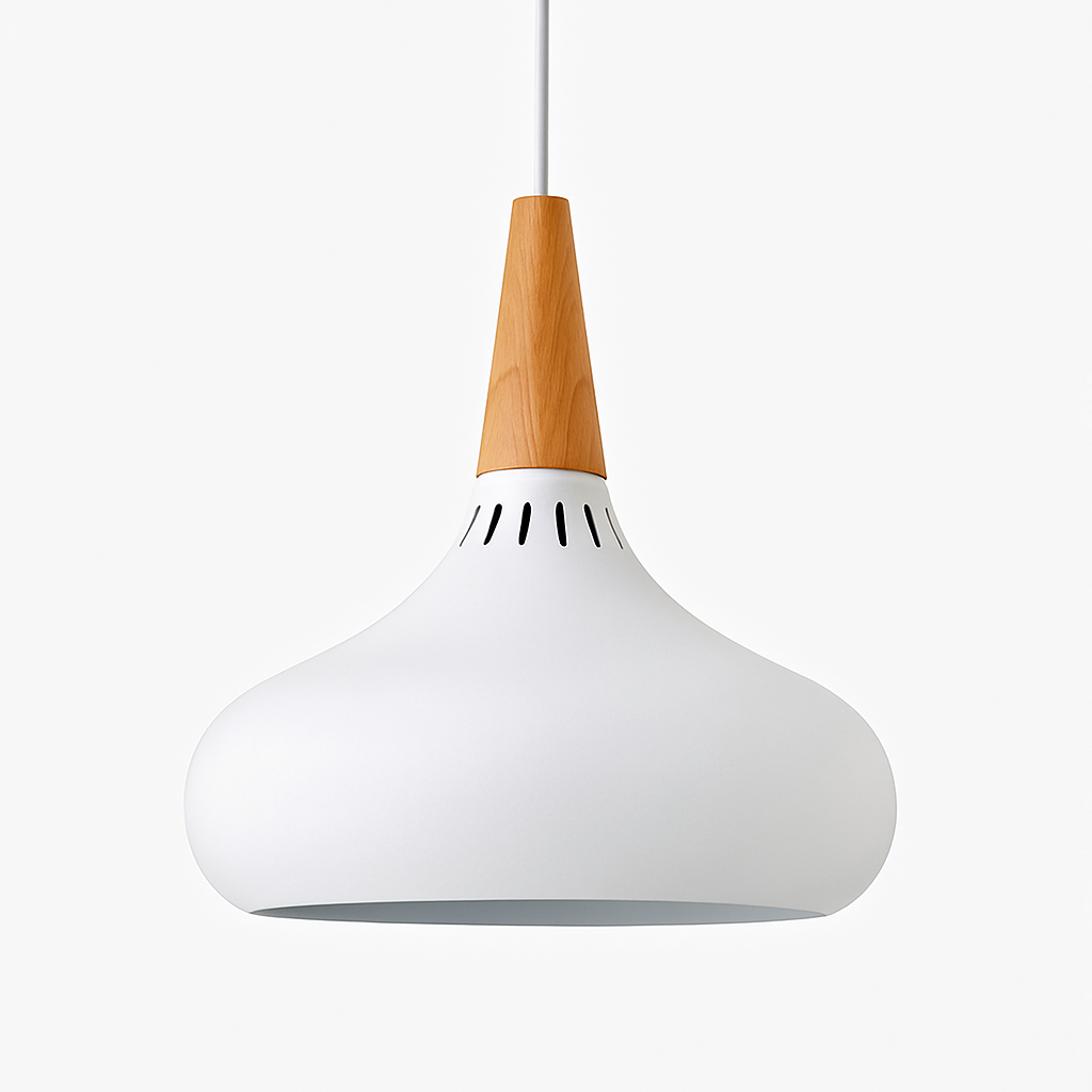 Vireallo| Moderne Houten Steel Metalen Koepel Loft Hanglamp