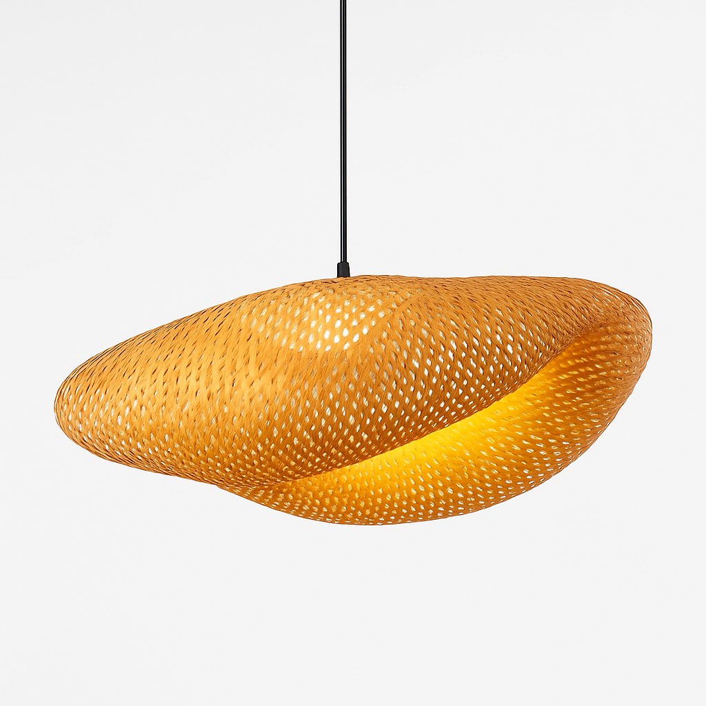 Varengis | Handgeweven Rotan Strohoed Silhouet Bamboe Hanglamp