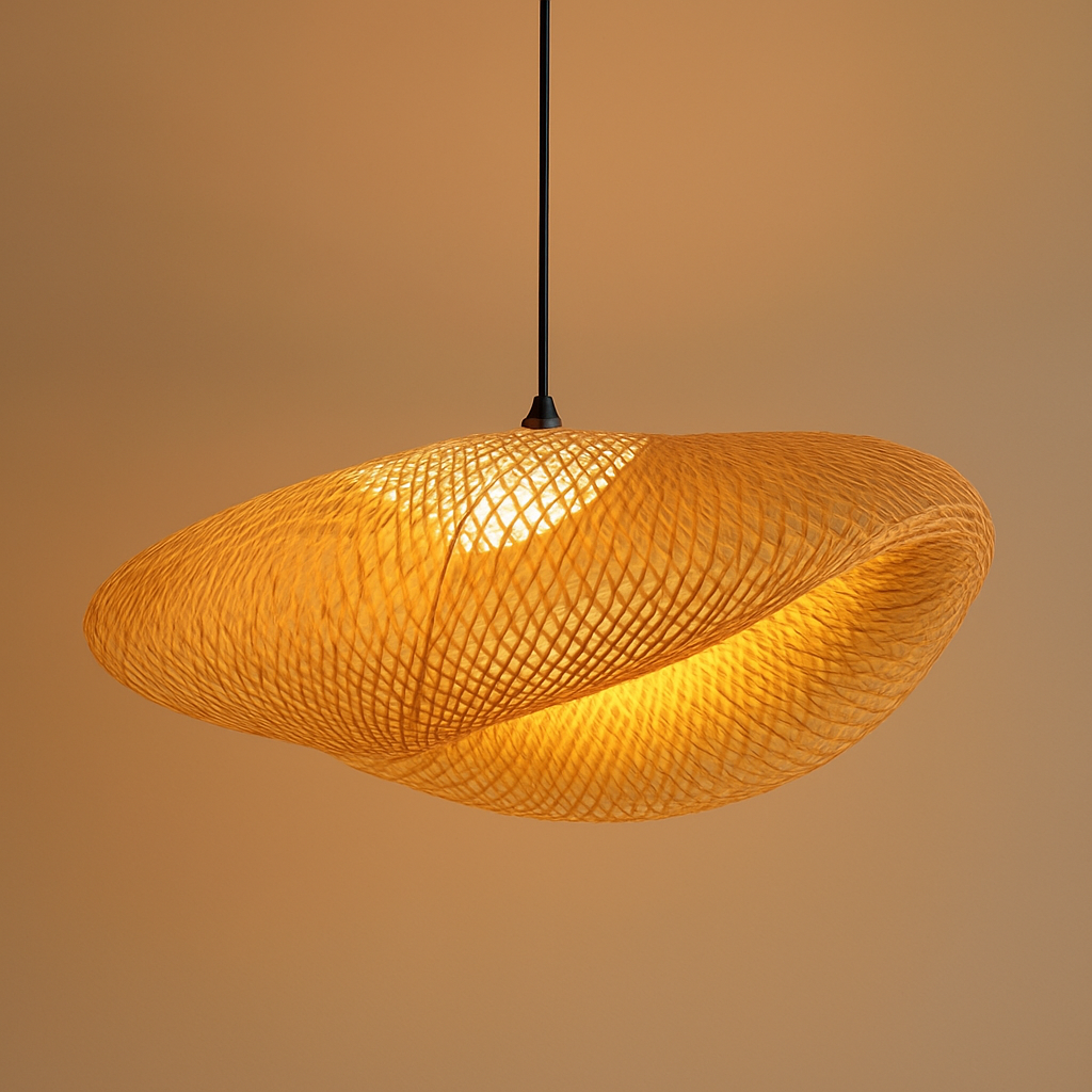 Varengis | Handgeweven Rotan Strohoed Silhouet Bamboe Hanglamp