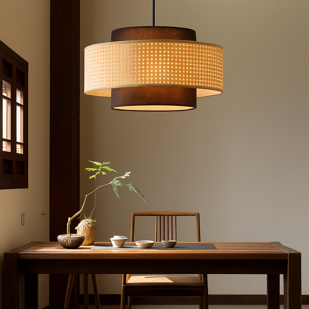 Belphira | Retro Koepelvormige Rieten Mand Hanglamp